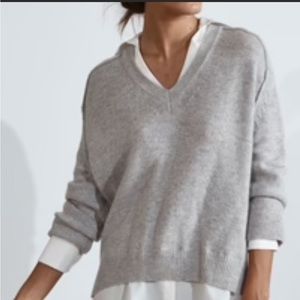 Brochu Walker The Looker Layered Sweater Gray Wool Cashmere V-Neck Size Medium